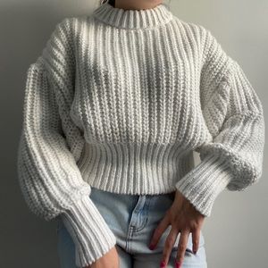 White Chunky Knit Sweater